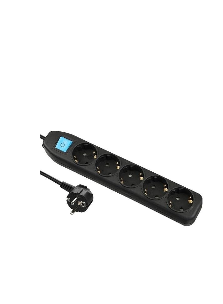 5-Socket Power Strip with Switch - 3500W/16A/250V - 2m (M-262) - Image 1