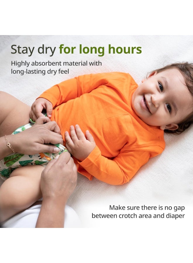 لوفلاب مجموعة حفاضات قماشية قابلة لإعادة الاستخدام من لوف لاب، 3 قطع (3 أغطية + 3 فوط صحية)، حماية مزدوجة من التسرب، امتصاص عالٍ، مقاومة للبقع، راحة وحماية، مناسبة للأطفال من عمر 3 أشهر فما فوق، لا تسبب طفحًا جلديًا، قابلة للتعديل عند الخصر والارتفاع بأزرار كبس. - Image 3