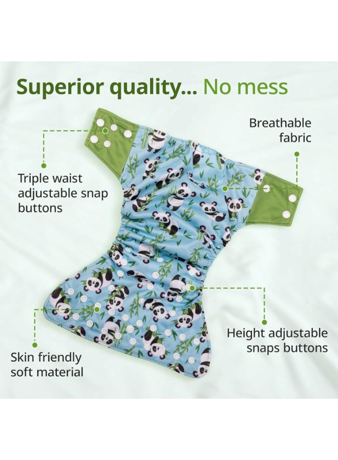 لوفلاب مجموعة حفاضات قماشية قابلة لإعادة الاستخدام من لوف لاب، 3 قطع (3 أغطية + 3 فوط صحية)، حماية مزدوجة من التسرب، امتصاص عالٍ، مقاومة للبقع، راحة وحماية، مناسبة للأطفال من عمر 3 أشهر فما فوق، لا تسبب طفحًا جلديًا، قابلة للتعديل عند الخصر والارتفاع بأزرار كبس. - Image 4