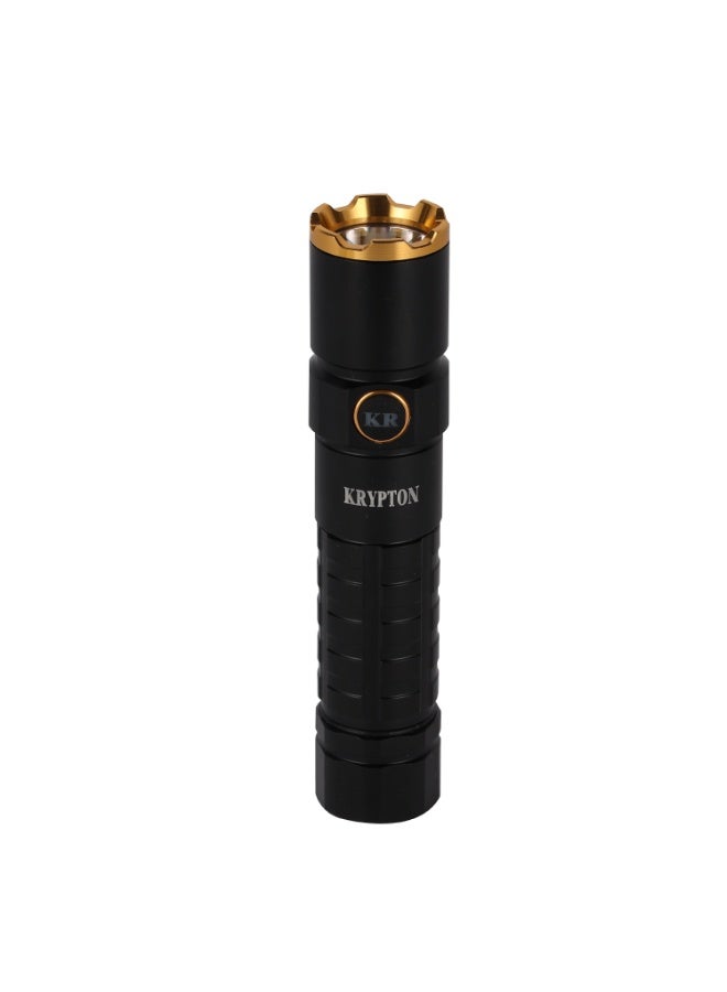 Krypton Flashlight KNFL5466 | 2500 Lumens | Aluminum Alloy Housing | High & Low Modes | 4000mAh Li-ion Battery | Type-C Rechargeable | 10 Hours Runtime | Black - Image 1