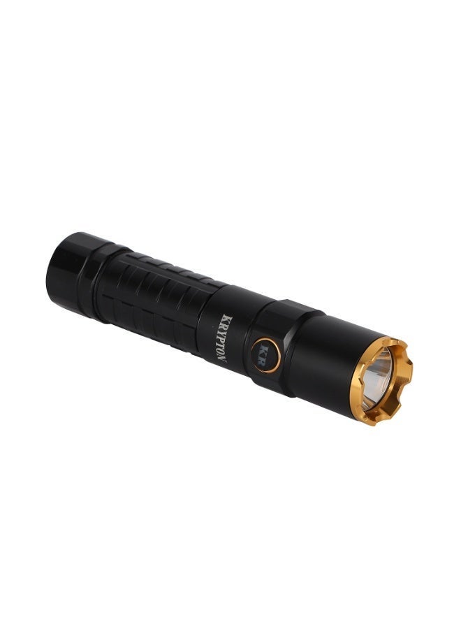 Krypton Flashlight KNFL5466 | 2500 Lumens | Aluminum Alloy Housing | High & Low Modes | 4000mAh Li-ion Battery | Type-C Rechargeable | 10 Hours Runtime | Black - Image 5