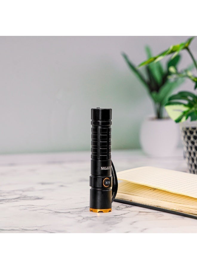Krypton Flashlight KNFL5466 | 2500 Lumens | Aluminum Alloy Housing | High & Low Modes | 4000mAh Li-ion Battery | Type-C Rechargeable | 10 Hours Runtime | Black - Image 2