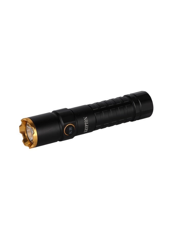 Krypton Flashlight KNFL5466 | 2500 Lumens | Aluminum Alloy Housing | High & Low Modes | 4000mAh Li-ion Battery | Type-C Rechargeable | 10 Hours Runtime | Black - Image 4