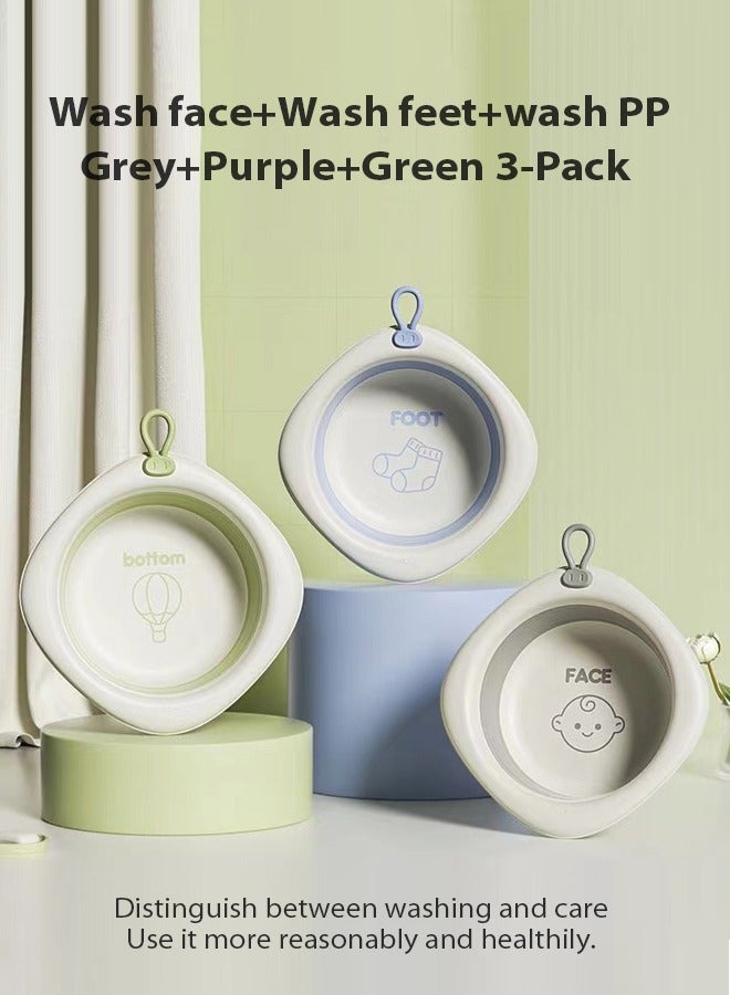 3-Pack Collapsible Wash Basin, Foldable Dish Pans, Space Saving Plastic Washtub Dish Tub Laundry Tub, Multiuse Washing Basket for Bathroom Kitchen, Portable Washbasin for Camping Sink Outdoor Picnic Travel - Image 1