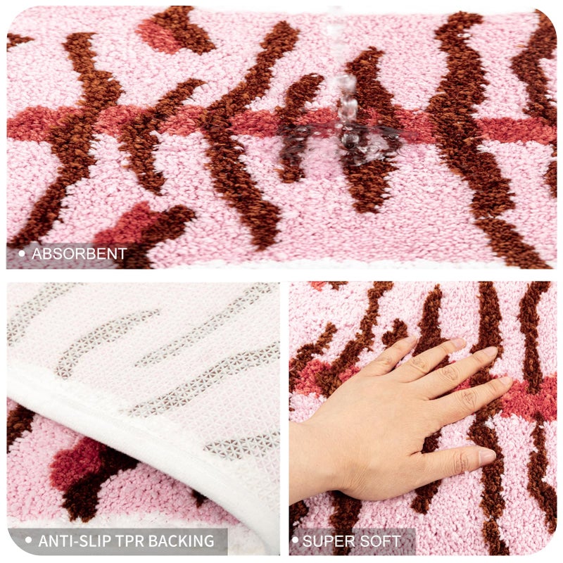 Seek4comfortable Tiger Bath Mat for Bathroom  Cute Pink Tiger Bathroom Rugs Non-Slip Cartoon Tiger Bath Mats Animals Shaped Absorbent Bathtub Rug Carpet Small Home Decor Mat Playmat Bathroom Plush Shower Rugs - Image 3