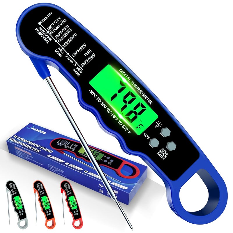 PAWPRO Stocking Stuffers for Men Women Adults: Meat Thermometer Digital, Instant Read Meat Thermometer with Backlight & Magnet for Kitchen, Beef, Grill, Turkey,IP67 Waterproof Cooking Thermometer - Image 1