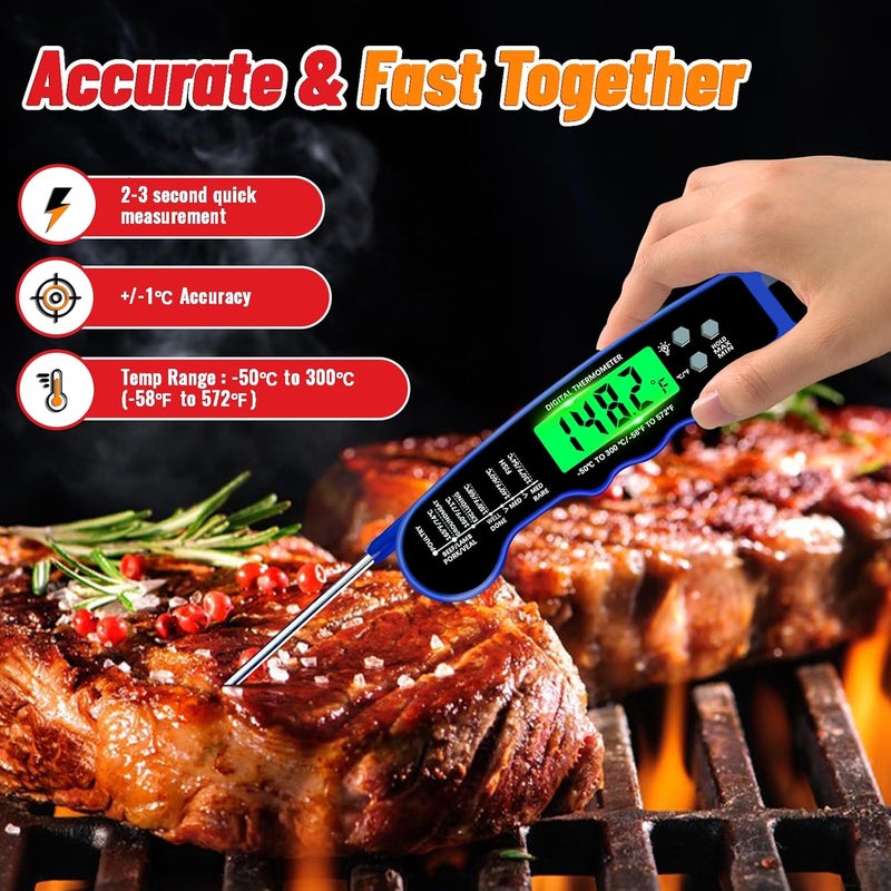 PAWPRO Stocking Stuffers for Men Women Adults: Meat Thermometer Digital, Instant Read Meat Thermometer with Backlight & Magnet for Kitchen, Beef, Grill, Turkey,IP67 Waterproof Cooking Thermometer - Image 2
