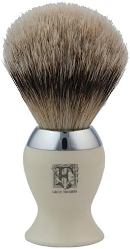Geo F Trumper Simulated Ivory Chrome Super Badger Hair Shaving Brush