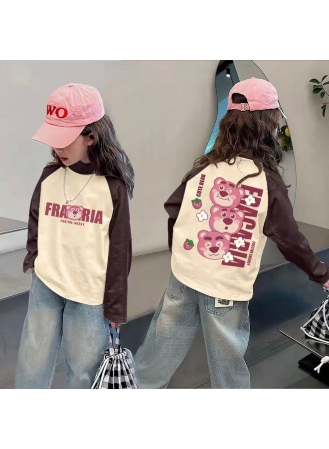 Girls' Thermal Base Layer Top Autumn And Winter New Style For Older Children, Half Turtleneck, Warm Inner Layer, Color-blocking Long Sleeves