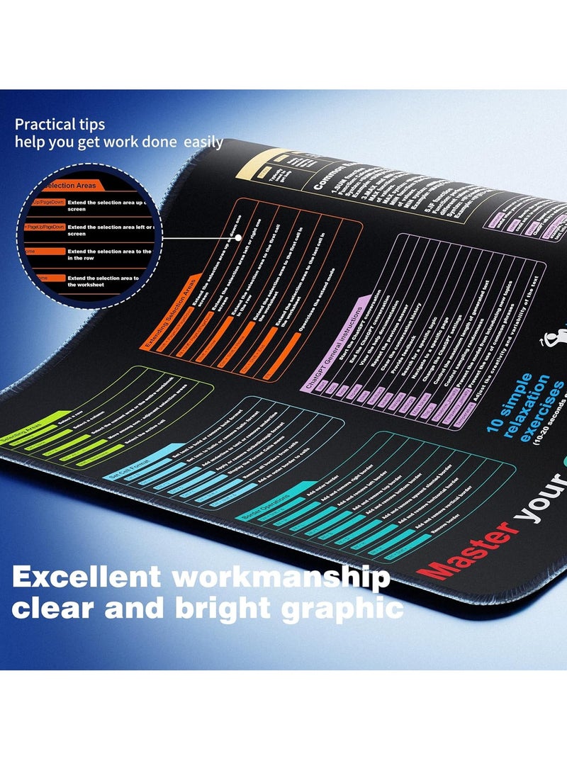 GUDOO Waterproof Mouse pad—Excel Cheat Sheet Desk pad—Contains 9 major Excel function modules and common functions—Large XL Mouse pad Gaming|Desk mat for Keyboard and Mouse|Computer mat with excel Shortcuts  - Image 1