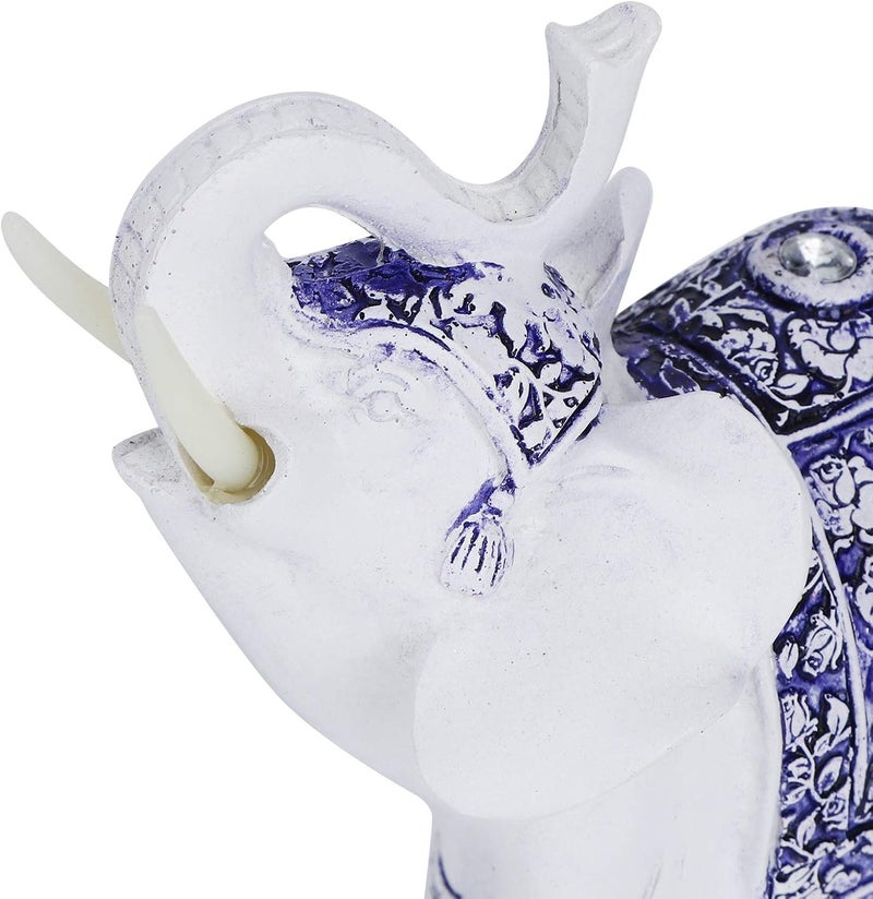 klarako Wealth Elephant Statue,White Retro?European Style Resin Lucky Feng Shui Lucky Elegant Figurine Elephant Statue Collectible Ornament for Home Office Car Decoration (L/M)(2#) - Image 4