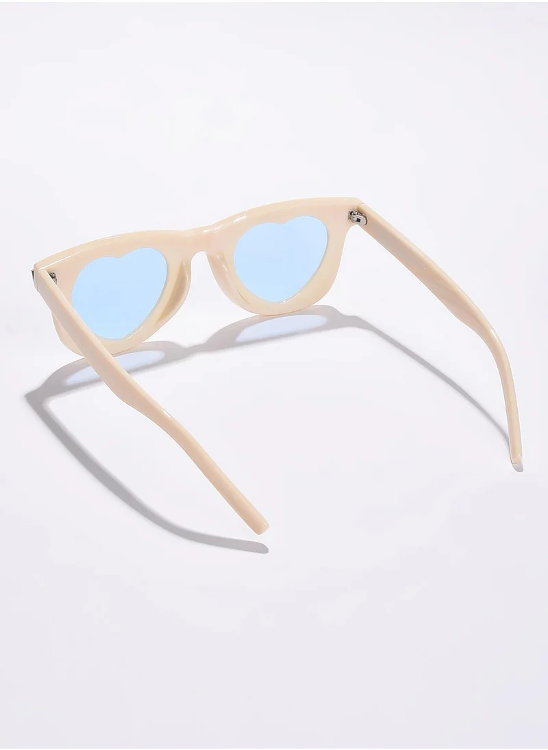 Haute Sauce Blue Lens White Square Sunglasses