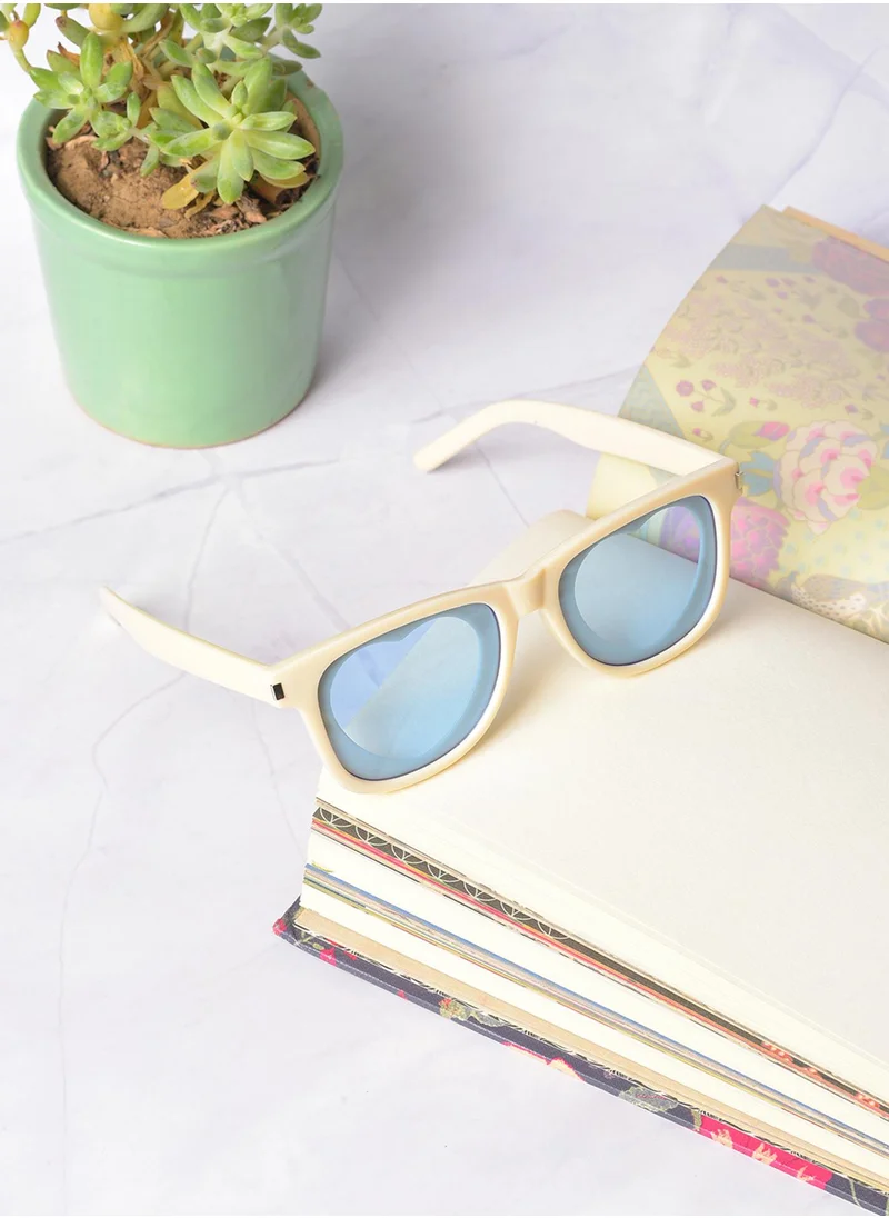 Haute Sauce Blue Lens White Square Sunglasses
