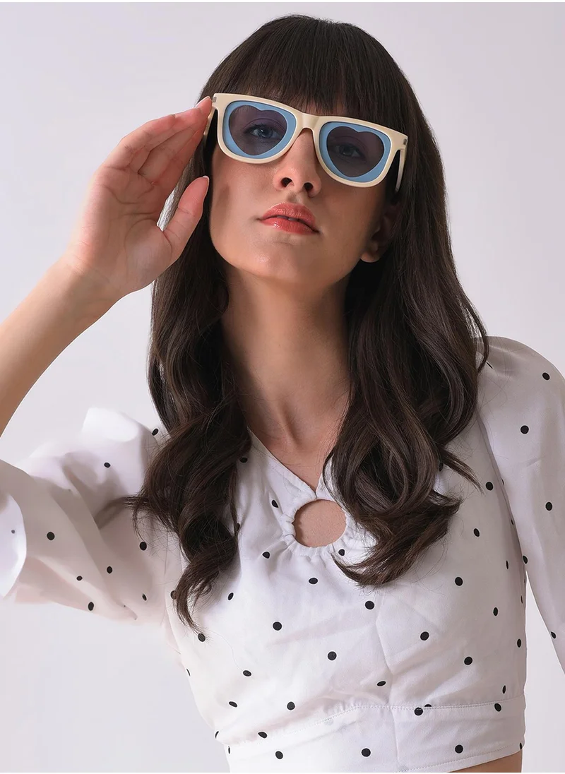 Haute Sauce Blue Lens White Square Sunglasses