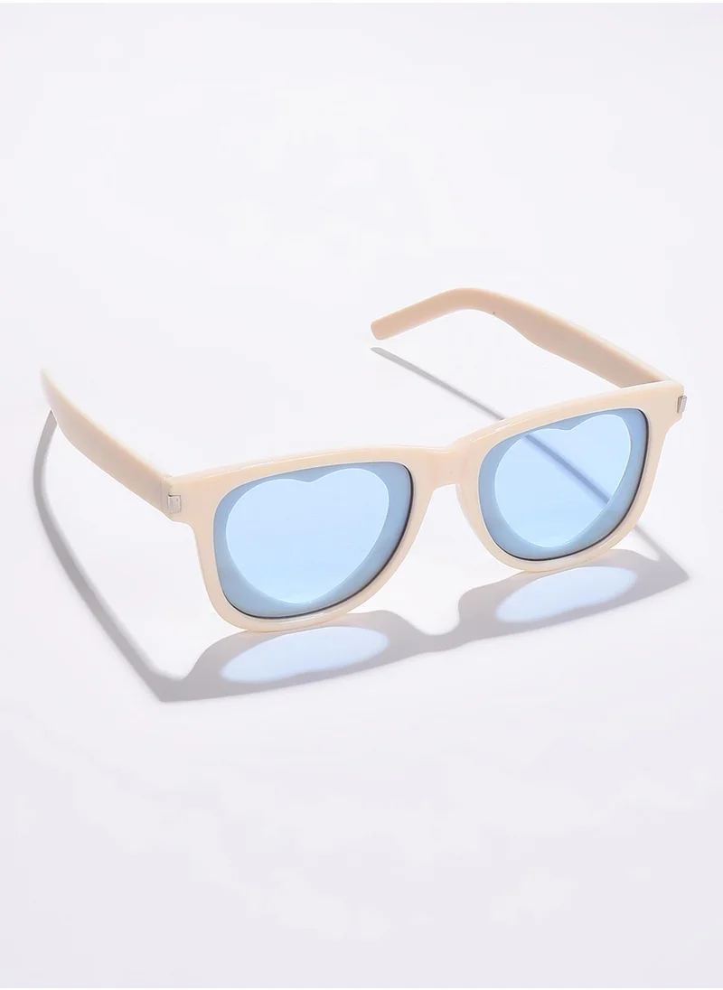 Haute Sauce Blue Lens White Square Sunglasses