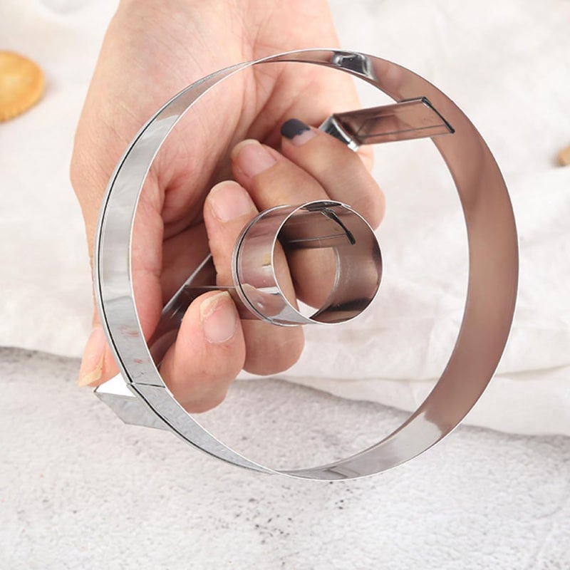 IMIKEYA 2pcs Stainless Steel round Cookie Cutters Pancake Ring Molds Baking Tools Pastry DIY Accessories for Kitchen Baking - Image 5