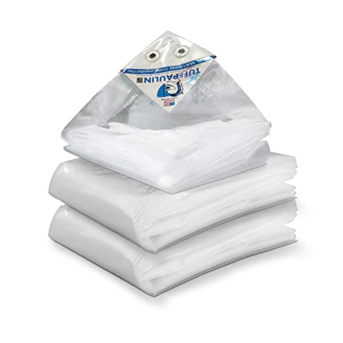 TUFFPAULIN 6FT X 17FT 120 GSM Transparent Heavy Duty Tarpaulin Tirpal Tadpatri Tharpai Thadika, Extra Strong, Eyelets, UV Resistant, 100% Waterproof Virgin, 6 Layer MLCL 3D Rib Technology-1 No. - Image 1