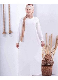 Generic long sleeves cotton dress white 