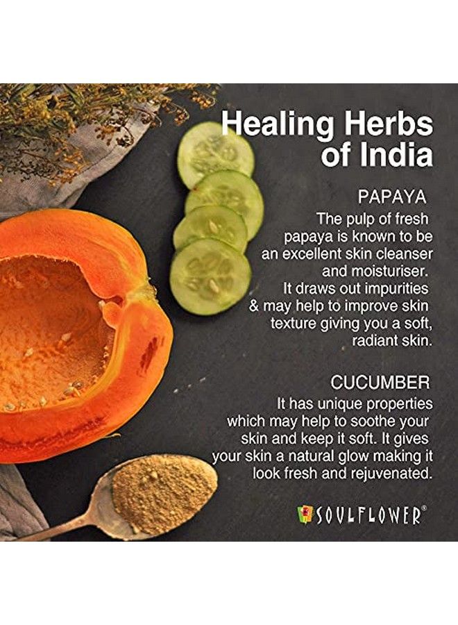 Soulflower صابون البابايا والخيار اليدوي النقي الطبيعي المعالج على البارد درجة 1 معيار بيس صابون فاخر مع زيوت أساسية أعشاب غريبة وعطر 150غ عبوة من 2 - Image 4