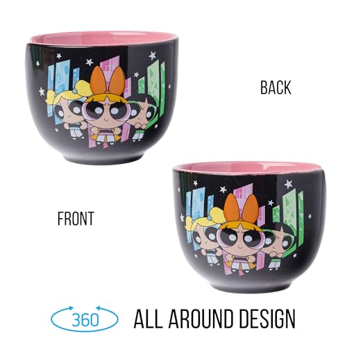 Silver Buffalo The Powerpuff Girls Girl Power Featuring Blossom, Bubbles, and Buttercup Ceramic Ramen Noodle Rice Bowl with Chopsticks, Microwave Safe, 20 Ounces - Image 2