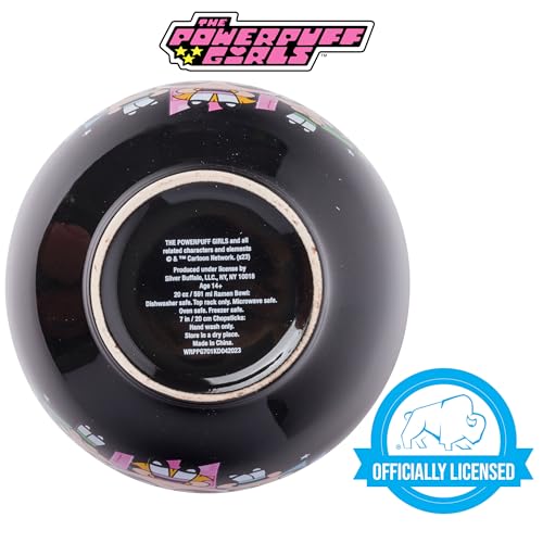 Silver Buffalo The Powerpuff Girls Girl Power Featuring Blossom, Bubbles, and Buttercup Ceramic Ramen Noodle Rice Bowl with Chopsticks, Microwave Safe, 20 Ounces - Image 4
