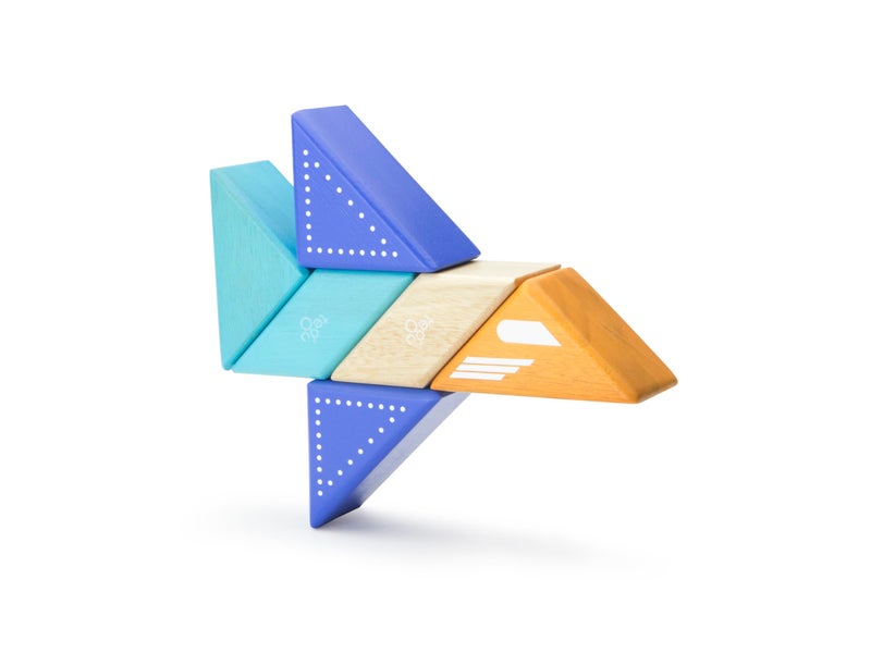 Tegu مجموعة كتل خشبية مغناطيسية للسفر من تيغو مكونة من 6 قطع، طائرة نفاثة - Image 1