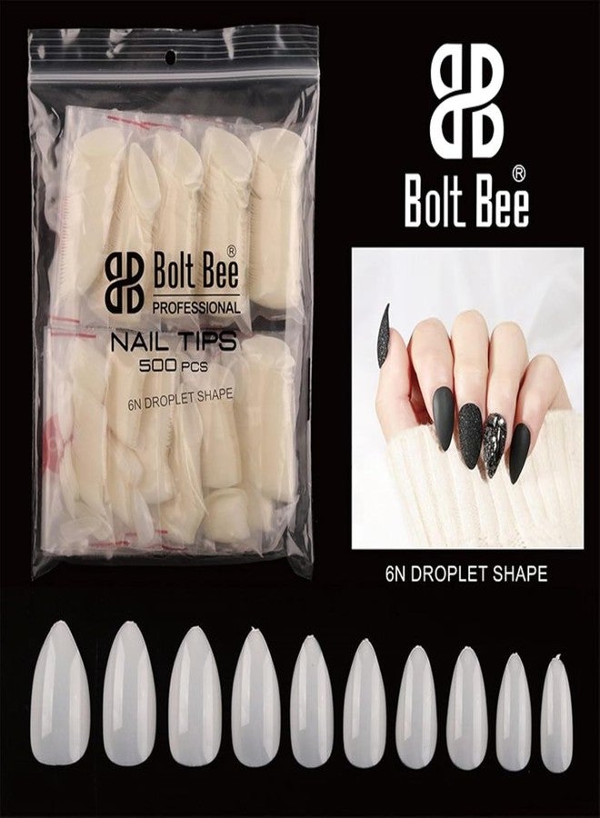 Bolt Bee 500 Pieces Acrylic Nail Tips, Professional Artificial False Nails (6n droplet shape natural) - Image 4
