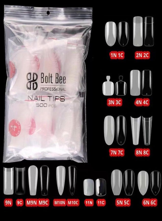 Bolt Bee 500 Pieces Acrylic Nail Tips, Professional Artificial False Nails (6n droplet shape natural) - Image 3