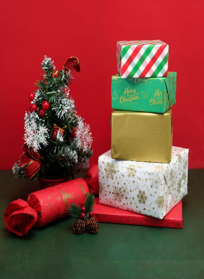 Bobobag 150 Sheets Christmas Tissue paper for Gift bags,20 x14“ Wrapping paper for Holiday decorations, 8 Festive Designs with Snowflakes, Reindeer & Gold Merry Christmas Motifs - Image 5