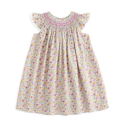 Simplee kids Baby Girls Smocked Dress Toddler Summer Casual Dresses Smockings Floral Sundress Princess Dress Purple 4T - Image 1