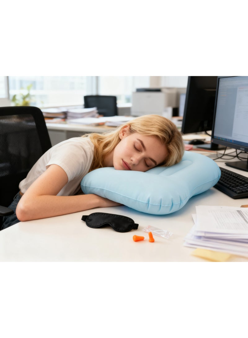 Kawkab Inflatable travel pillow, comes with a pair of earplugs/an eye mask.Travel Pillow, Inflatable Camping Pillow, Lumbar Support Office Chair Cushion, Lightweight Inflatable Pillow, Comfortable Neck Pillow for Your Neck Pain, portable and foldable for easy storage, ultra-lightweight camping pillow, ergonomically designed neck and waist support pillow, comfortable neck and head support pillow for camping, hiking, and office naps. - Image 2