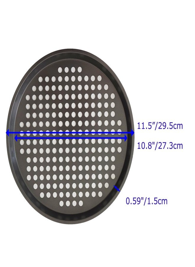 LoveDeal 11Inch Pizza Pans with Holes, Nonstick Round Pizza Trays for Toaster Oven, Carbon Steel Pizza Baking Pan Set for Fresh & Frozen Pizza, Vented Pizza Dish - 2PCS, Black - Image 2