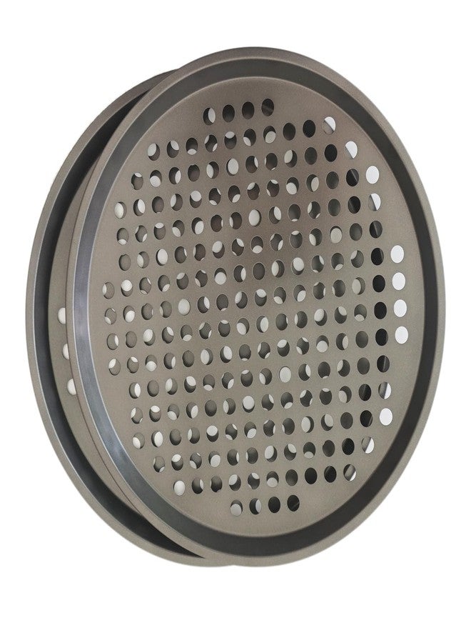 LoveDeal 11Inch Pizza Pans with Holes, Nonstick Round Pizza Trays for Toaster Oven, Carbon Steel Pizza Baking Pan Set for Fresh & Frozen Pizza, Vented Pizza Dish - 2PCS, Black - Image 4