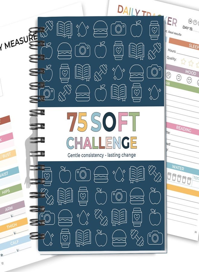 HAMIEW 75 Soft Challenge Journal - A5 Spiral 75-Day Habit Tracker Planner, 108-Page Full-Color Daily Logs, Weekly Reviews, Meal Water Workout Reading Tracker - Image 1