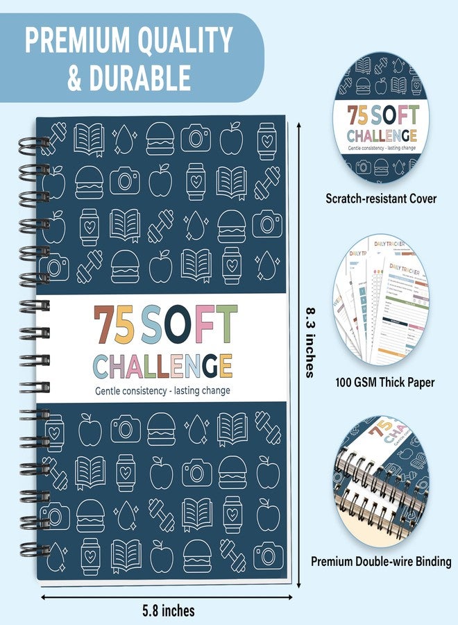 HAMIEW 75 Soft Challenge Journal - A5 Spiral 75-Day Habit Tracker Planner, 108-Page Full-Color Daily Logs, Weekly Reviews, Meal Water Workout Reading Tracker - Image 2