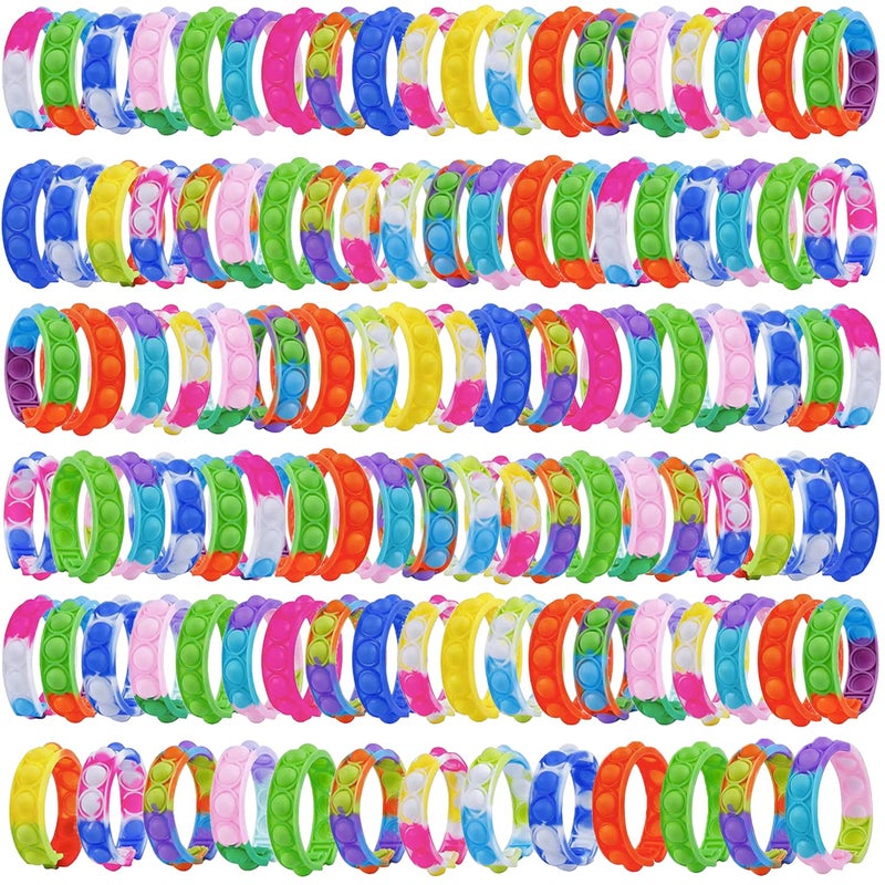 kapibarasensei 200Pcs Pop Bracelet Fidget Toy Wearable Fidget Bracelets Push Poping Bubble Sensory Toys Stress Relief Finger Press Silicone Wristband for Kids and Adults ADHD ADD Autism Anxiety - Image 3