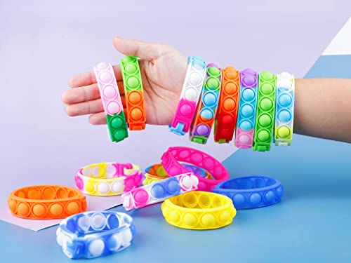 kapibarasensei 200Pcs Pop Bracelet Fidget Toy Wearable Fidget Bracelets Push Poping Bubble Sensory Toys Stress Relief Finger Press Silicone Wristband for Kids and Adults ADHD ADD Autism Anxiety - Image 5