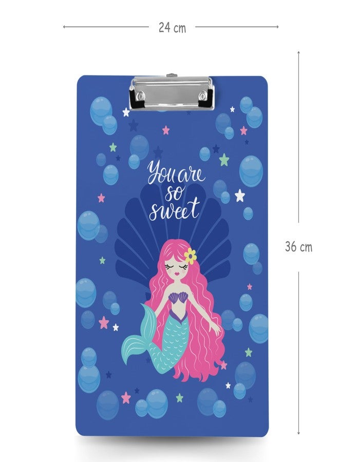 لوحة رسم وكتابة وامتحان من Artious مزودة بمشبك (المقاس: 24 × 36 سم)، متينة وخفيفة الوزن، مناسبة للمكاتب والمدارس والجامعات - بتصميم حورية البحر - Image 3