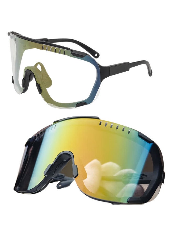 LOVECRAFT Color-Changing Cycling Glasses Day And Night Dual-Use 009195 - Sand Black Color-Changing Red Mercury Windproof Mountain Climbing Sunglasses Eye Protection Glasses - Image 2