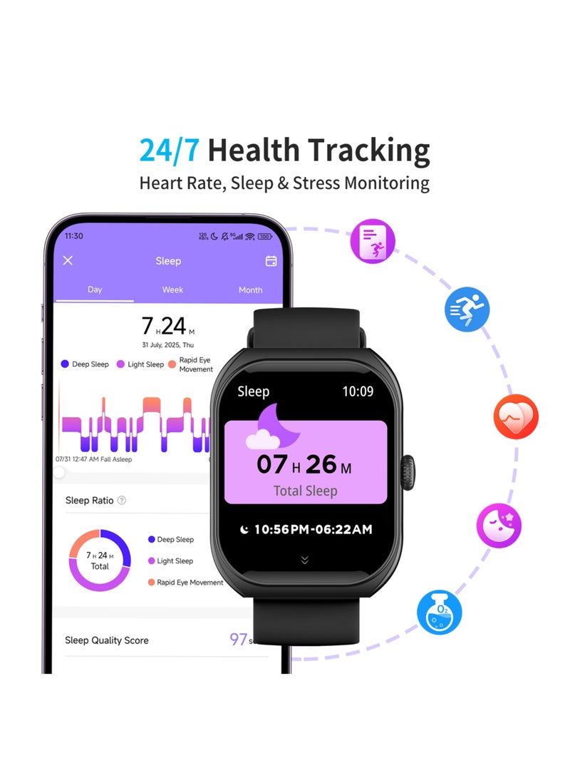 جي تاب ساعة G-Tab GTS 3 الذكية، مقاومة للماء حتى عمق 10 أمتار، مزودة بحزام مغناطيسي، ومعدل ضربات القلب/تشبع الأكسجين في الدم/ضغط الدم/النوم على مدار الساعة، و23 وضعًا رياضيًا، وتنبيهات المكالمات والرسائل النصية، وتطبيق DaFit، متوافقة مع أنظمة Android وiOS - Image 3