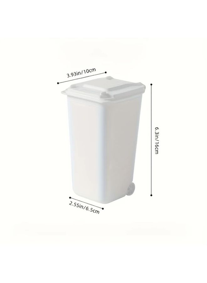 Desk Organizer Set 2 Pcs With Lids Milky Yellow Pen Holder And Wastebasket Combo For Home Office Storage - Image 3
