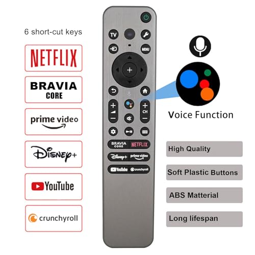 Kassionel Voice RMF-TX910U Backlit Replacement Remote Control for Sony Smart TV RMF-TX810U X77L X90L KD-43X77L KD50X77L KD-55X77L KD-65X77L KD-75X77L KD-85X77L XR-55X90L XR-65X90L XR-75X90L XR-85X90L XR-98X90L - Image 2