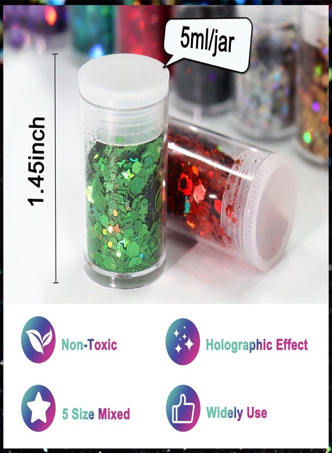Matio Holographic Chunky Glitter,12 Colors Assorted Craft Glitter Mixed 3mm Stars Glitter Shape Fine Glitter Powder,Bulk Chunky Nail Glitter Flake Sequin for Resin,Body Nail Art,Slime Tumbler Festival - Image 4