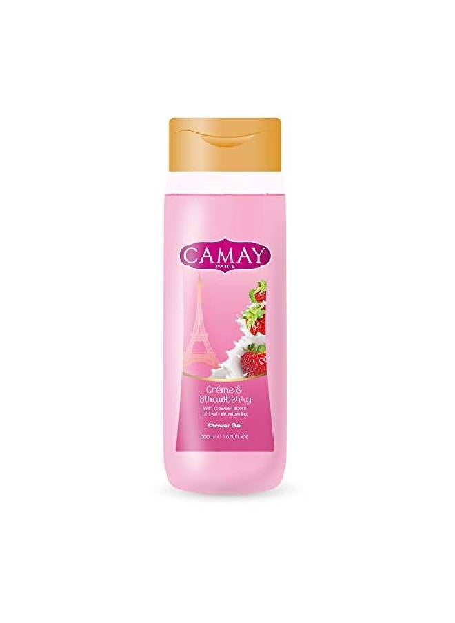 Camay - Paris Crème &Strawberry Shower Gel Pink 500 ml - Image 1