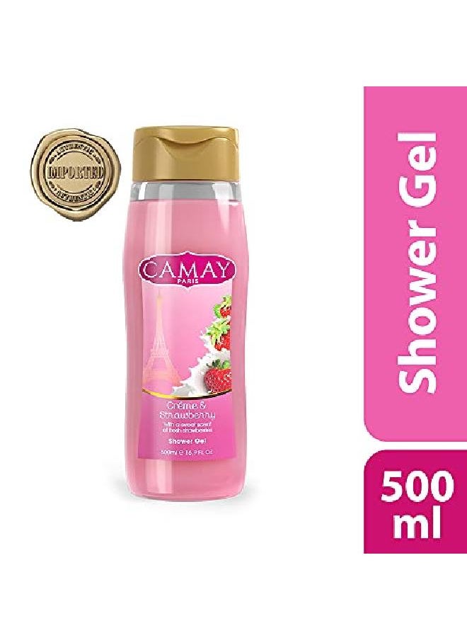 Camay - Paris Crème &Strawberry Shower Gel Pink 500 ml - Image 1