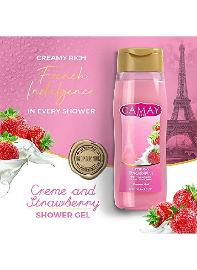 Camay - Paris Crème &Strawberry Shower Gel Pink 500 ml - Image 1