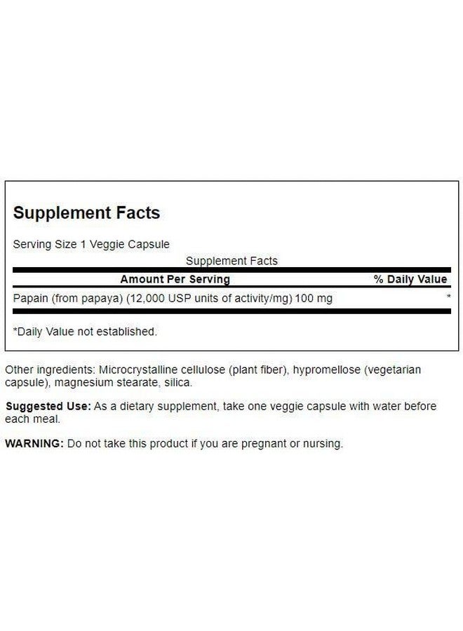 SWANSON Papain Papaya Enzyme 100 Milligrams 90 Veg Capsules - Image 3