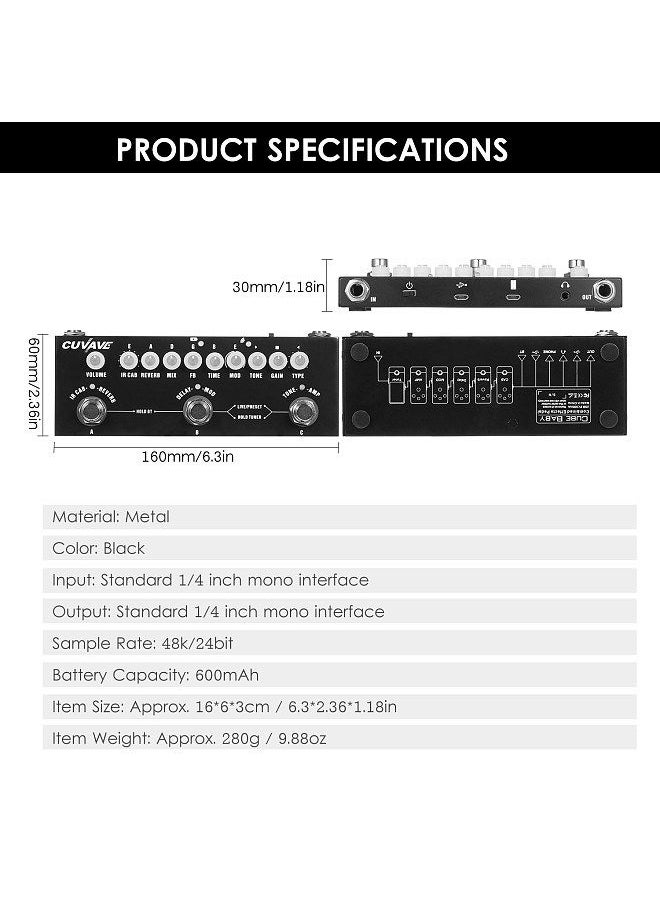 CUVAVE - CUVAVE CUBE BABY Portable Multifunctional Electric Guitar Combined Effect Pedal with Wireless Music Playback Phone Recording Audio Interface Function - Image 1