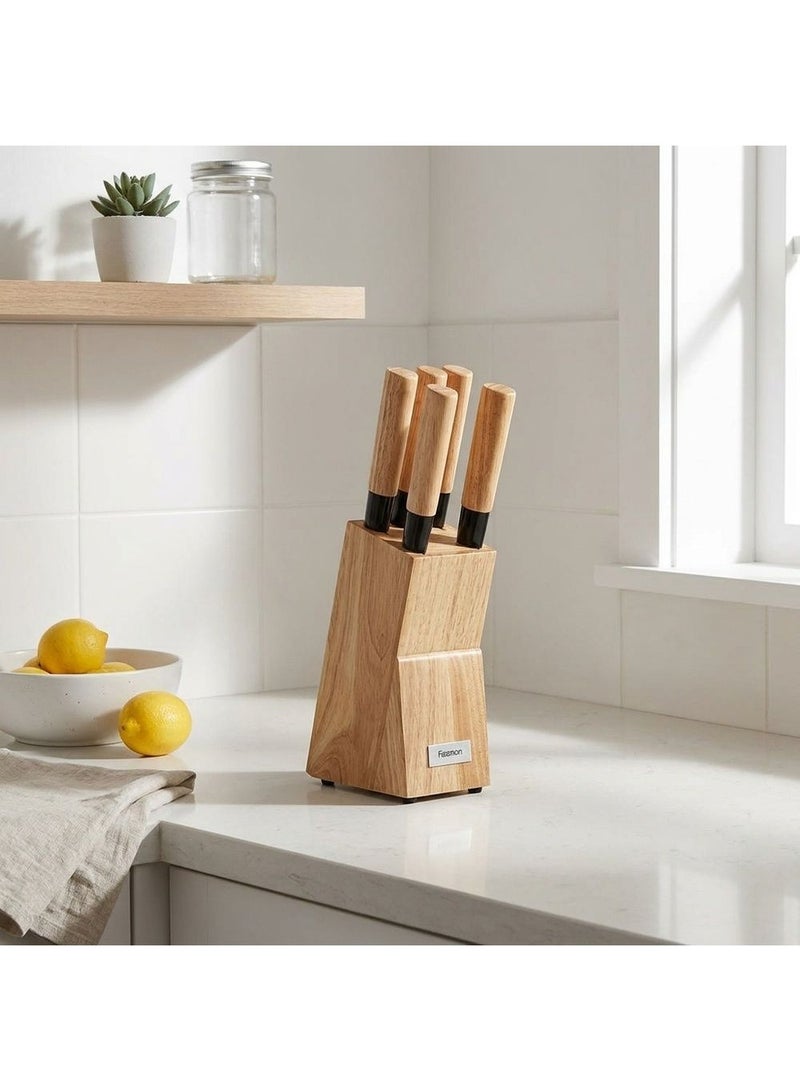 Fissman 6-Piece Kitchen Knife Set with Wooden Block, Stainless Steel Pascual Series - Image 1