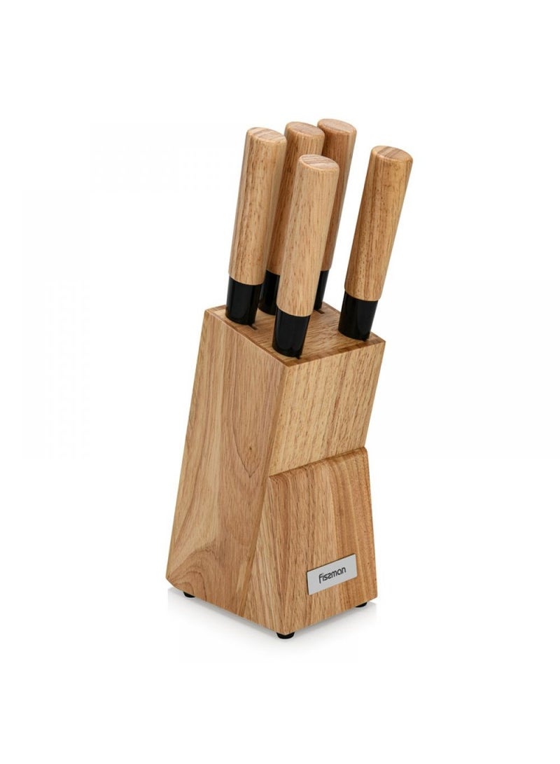 Fissman 6-Piece Kitchen Knife Set with Wooden Block, Stainless Steel Pascual Series - Image 2